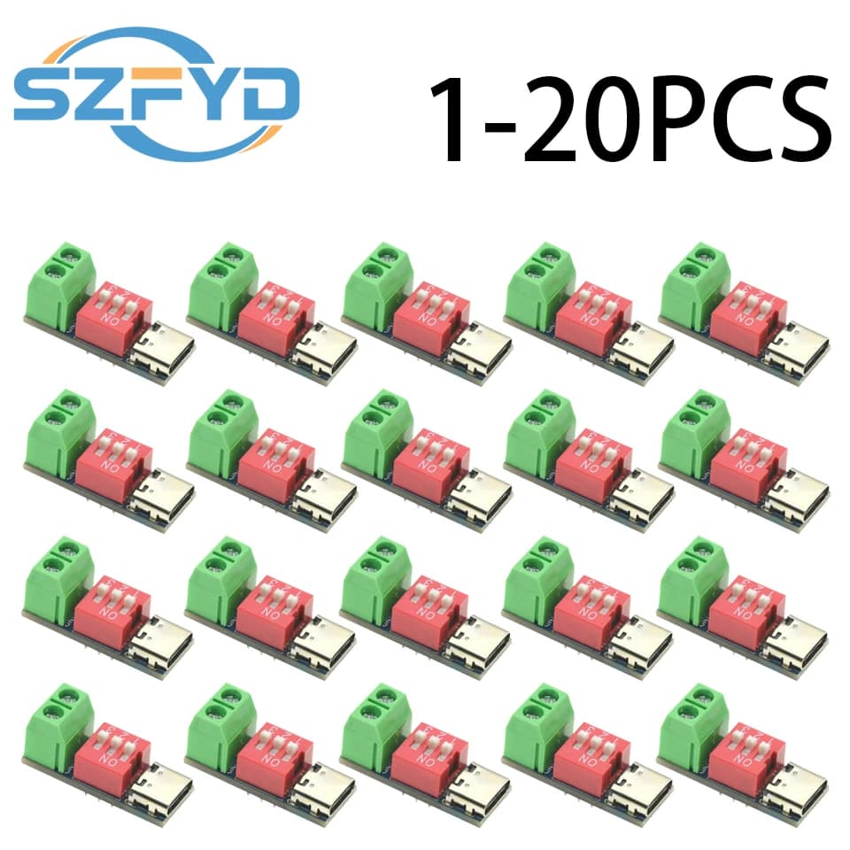 1-20 pz PD Scheda di Test di Ricarica Veloce 5-20 V Modulo di Trigger PD Regolabile USB Tipo-C 100 W Tester di Alimentazione