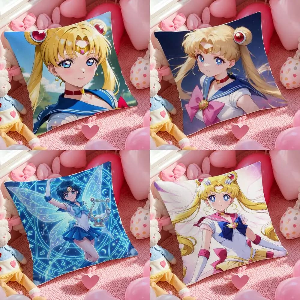 Fodera per cuscino in peluche morbido a pelo corto Sailor Moon Magical Transformation Anime, per divano, camera da letto, decorazioni per la casa, regalo