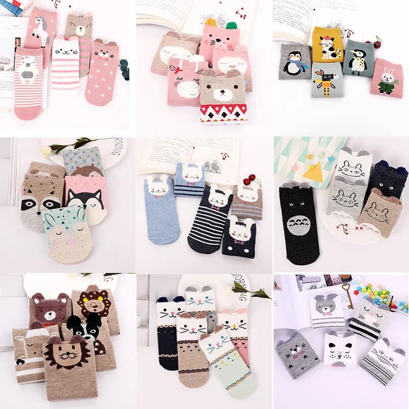 5 paia moda estate divertente carino donna calzini invisibili colorati Kawaii cartone animato cotone donna calzini Harajuku gatto cane ragazza calzini