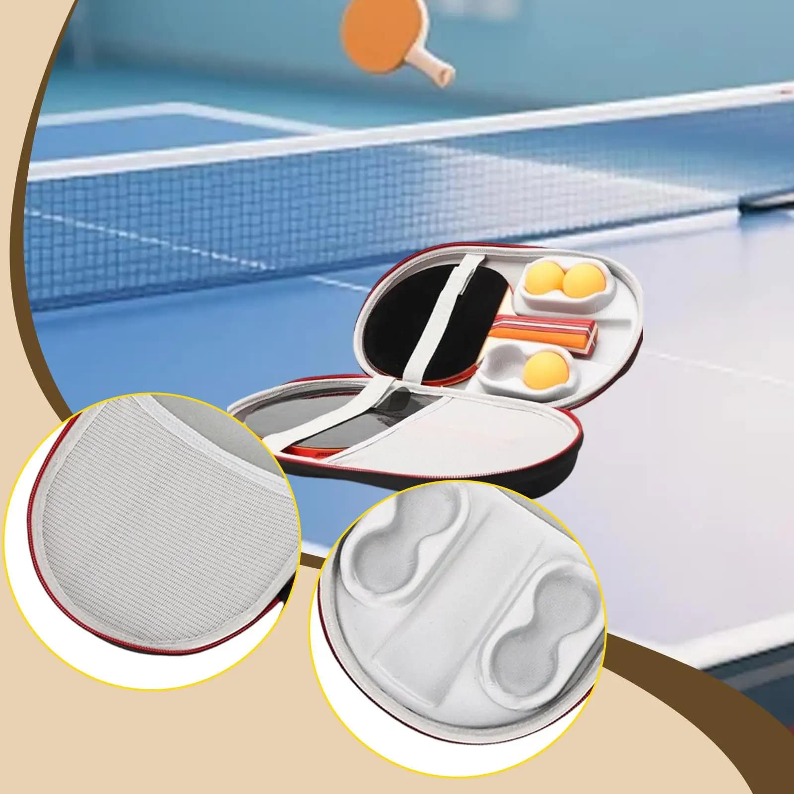 Borsa per racchetta da ping pong resistente all'usura, custodia per racchetta da ping pong con cerniera per competizioni indoor