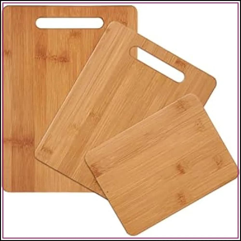 3-Piece Wooden Cutting Board Set, Reversible Chopping Boards for Meal Prep and Serving, Charcuterie Boards with Built-in Handles, Assorted Sizes, Bamboo