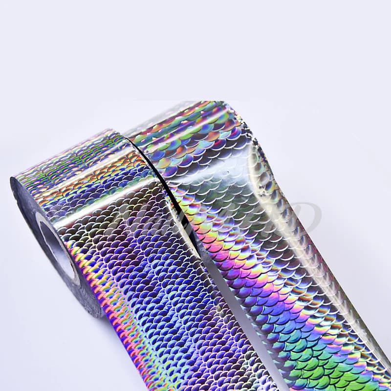50 metri di pesce scala trasferimento foglio olografico Nail Art Foils Laser argento foglio decalcomanie caldo stampaggio foglio per la pesca esca fai da te F