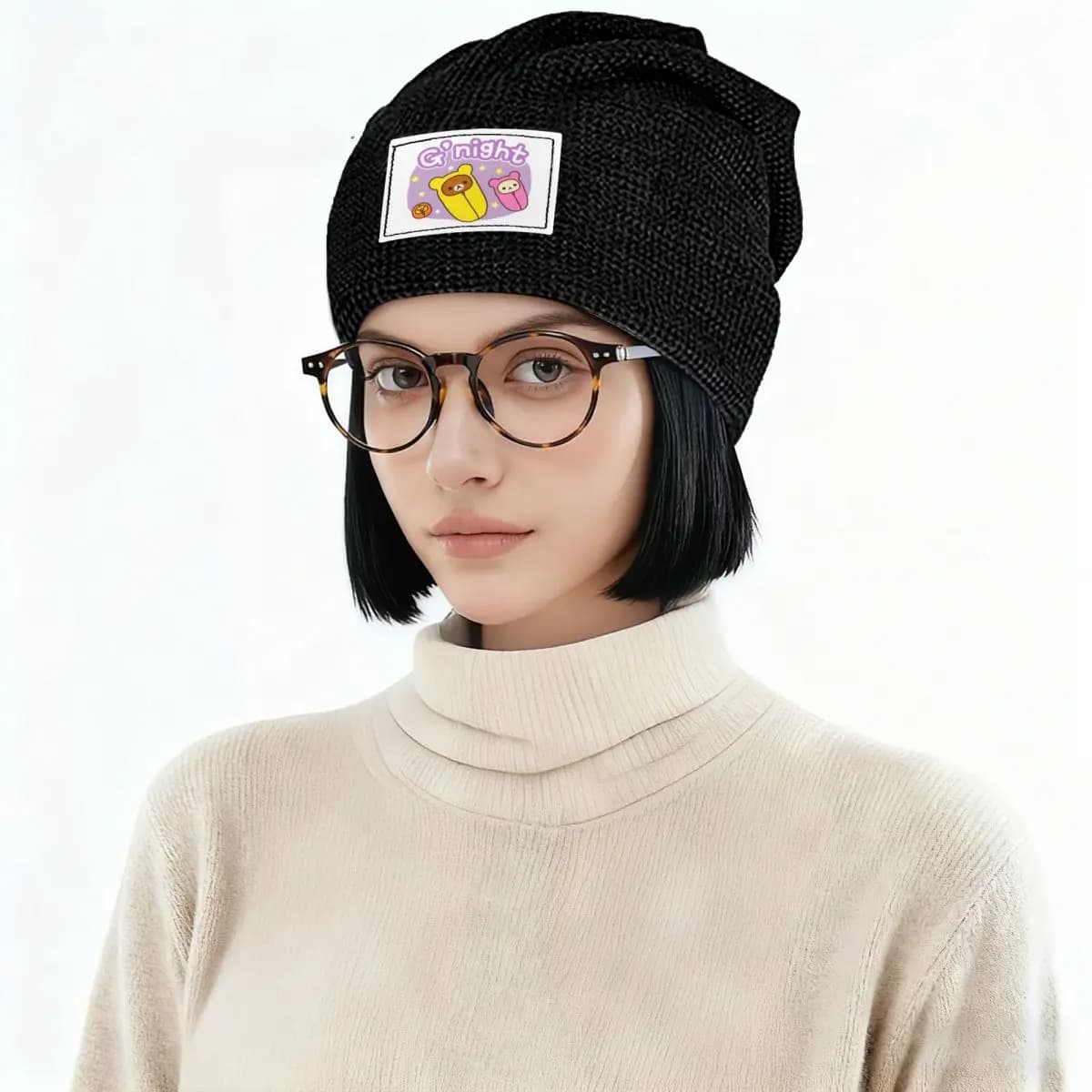 Good Night Rilakkuma Skullies Beanies Hats Warm Autumn Winter Outdoor Cap Fleece-Lined Bonnet Caps for Unisex Adult