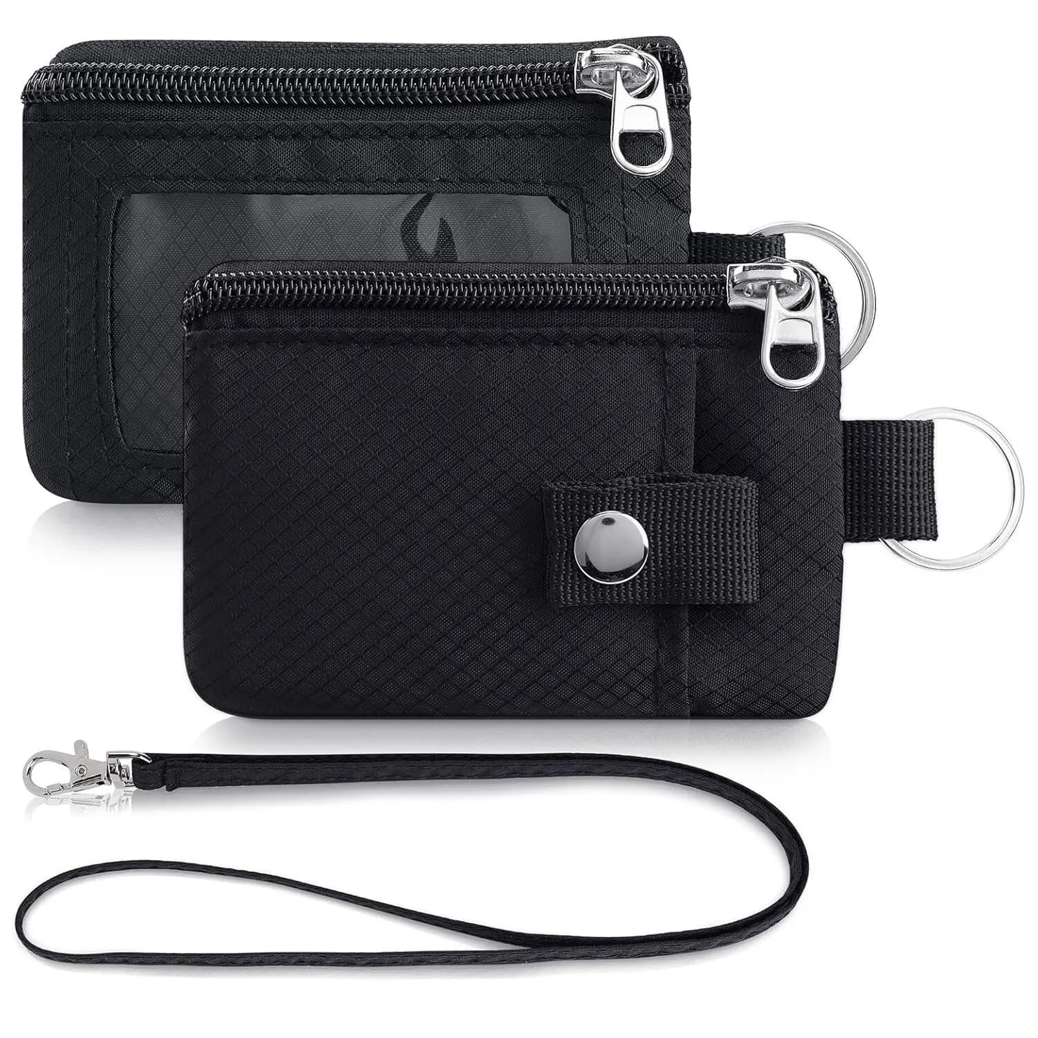 Portafoglio ID Badge Holder custodia con cerniera in Nylon impermeabile e cordino carte di trasferimento per autobus per studenti borsa da viaggio per monete in contanti blocco RFID