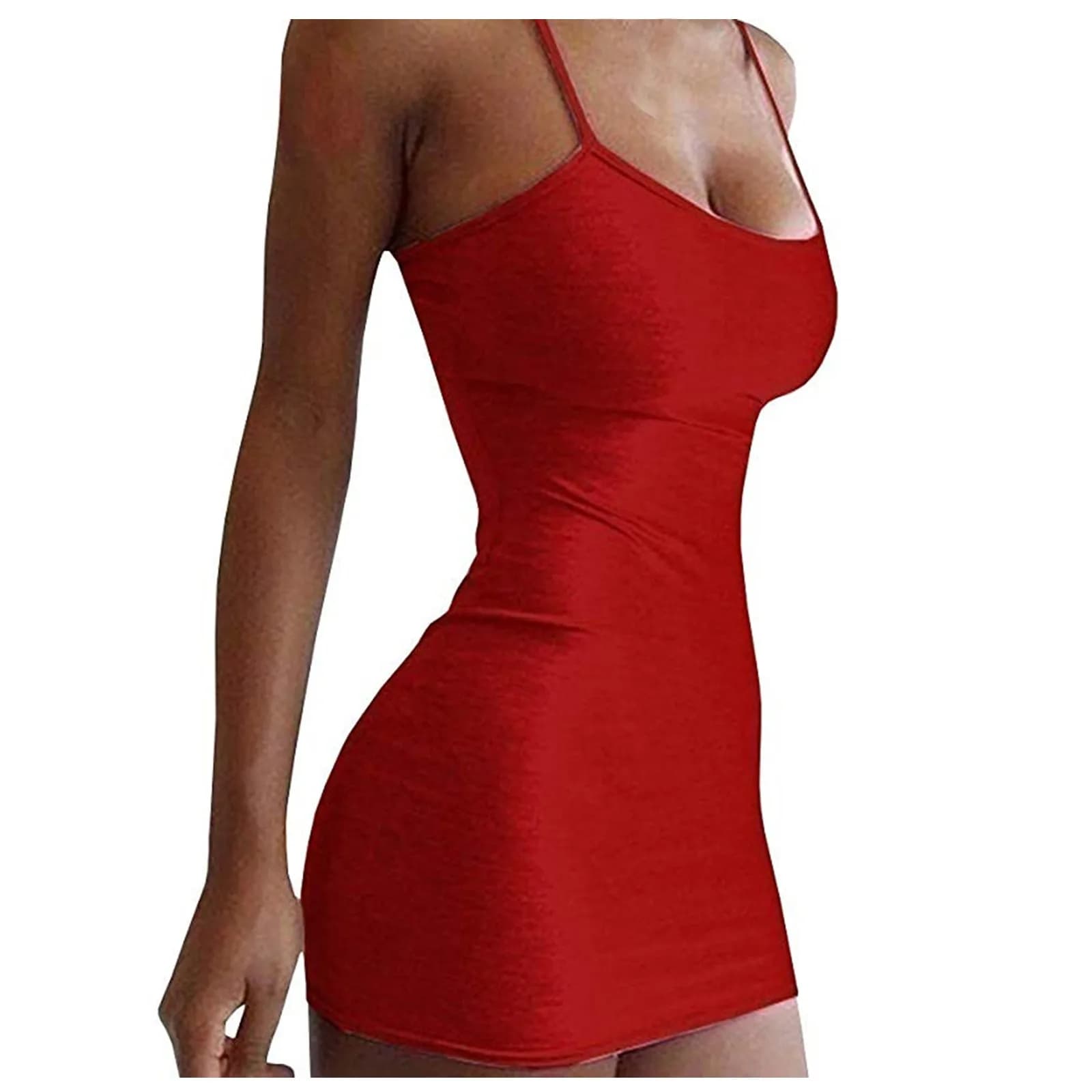 Sexy Spaghetti Strap Bodycon Mini Dress Women Tank Club White Party canotta abiti Summer New Solid Color Sundress