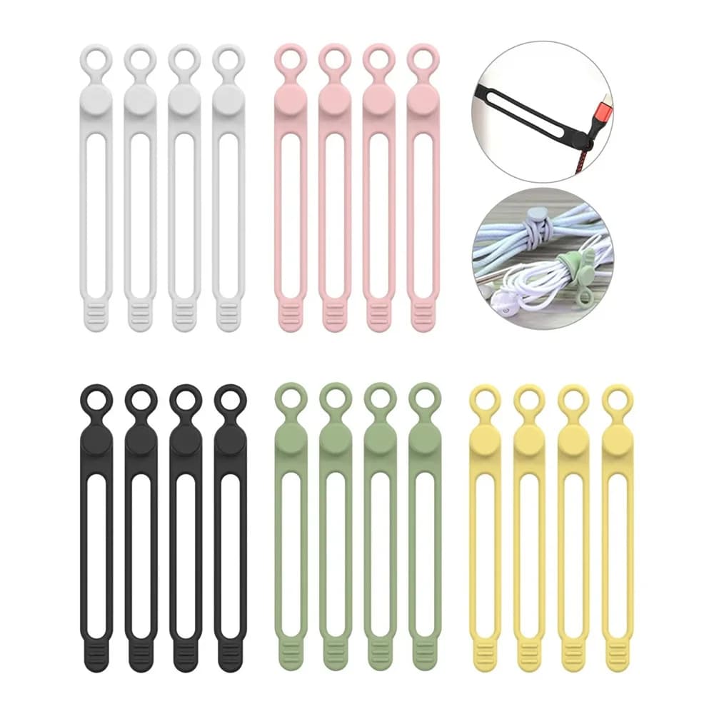 10/20pcs Organizzatore di cavi Fascette in silicone riutilizzabili Mouse Auricolare Cavo dati Gestione Anello Cerchio Cinghie di nastro Cravatta Supporto di stoccaggio