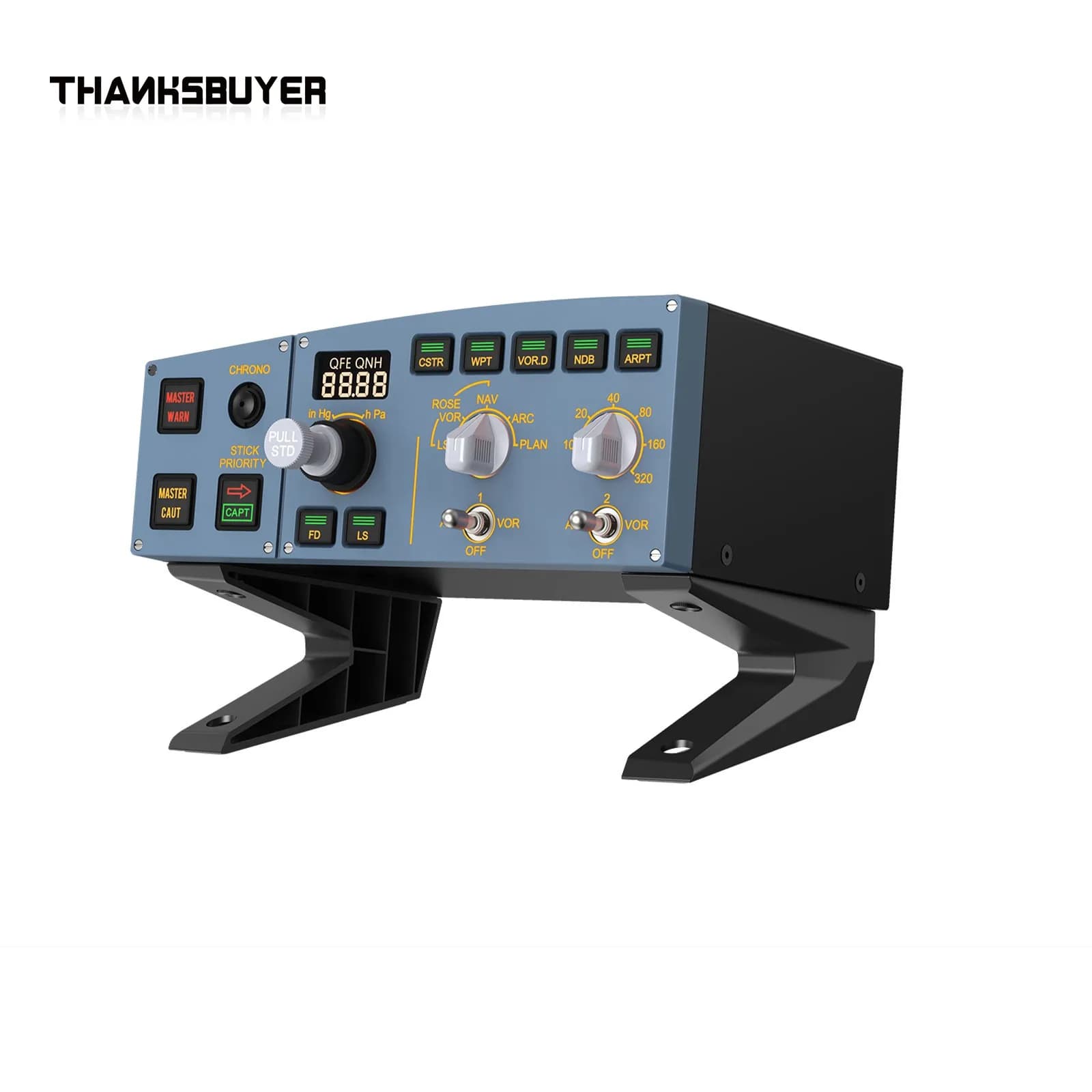 WingFlex Compact A320 EFIS CUBE with two-tone LCD warning panel and plug-and-play USB connectivity