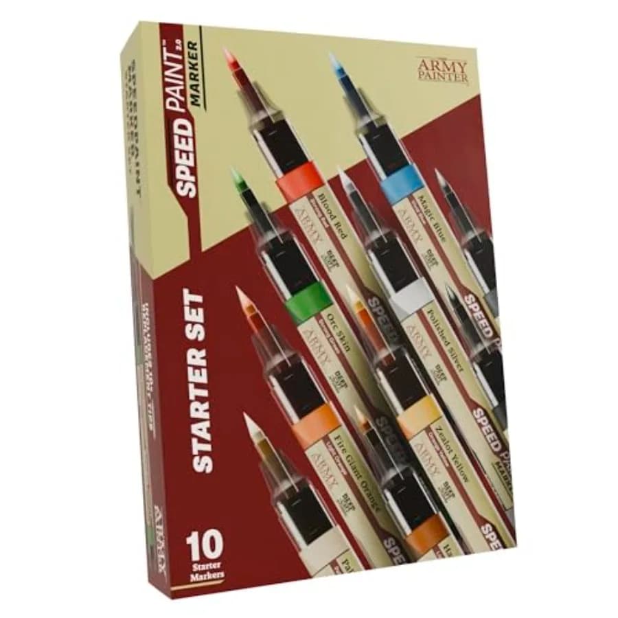 , Speedpaint Marker Starter Set, 10 x 6ml Speedpaint 2.0 Markers, 9 Contrast Paint Markers and 1 Metallic Acrylic Paint Marker