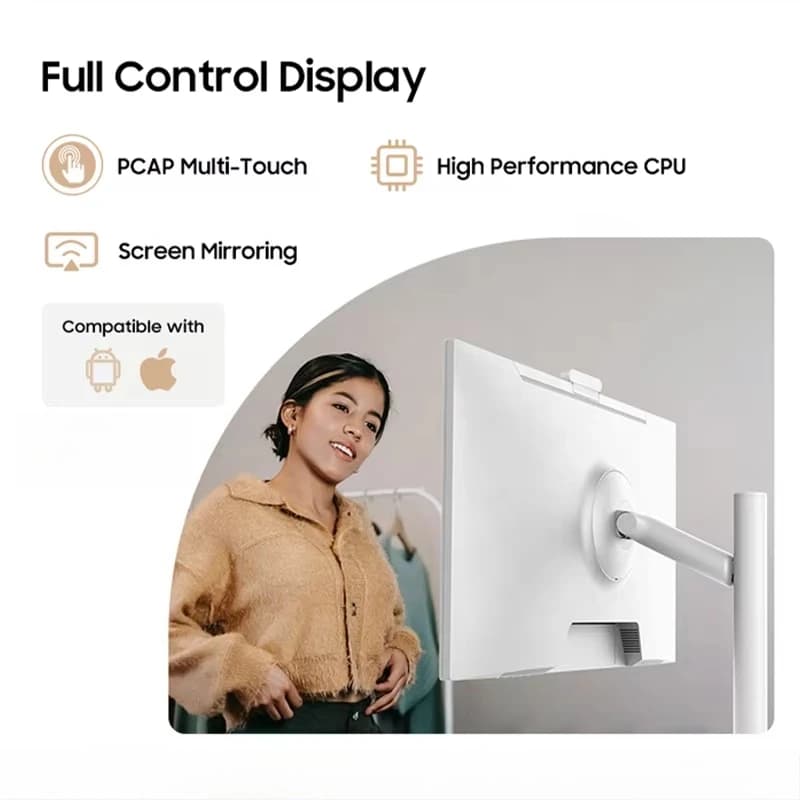 Monitor Android portatile intelligente wireless da 32 pollici Durata della batteria 9H Frequenza di aggiornamento 120Hz Supporto Display LCD touch di alimentazione 12V