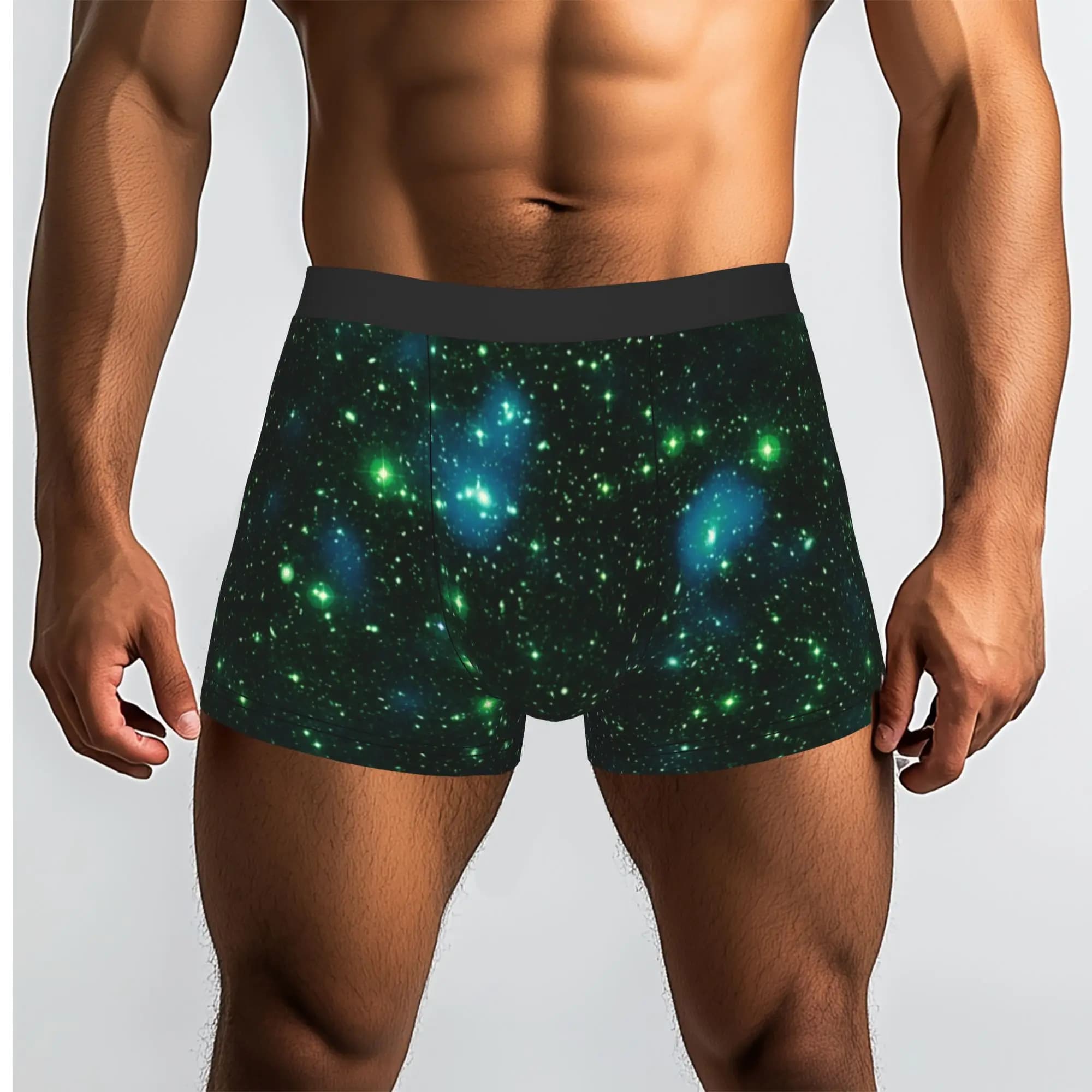 Customized Galaxy Dark Matter Teal Blue Green Boxer Shorts For Men 3D Print Underwear Panties Briefs Breathable Underpants