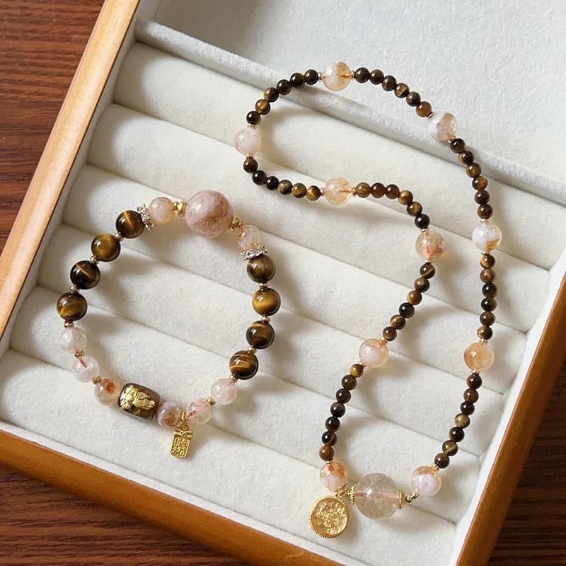 Torre gialla di pietra naturale occhio di tigre per le donne Nuovo stile cinese Nero Super Seven Bracciale di cristallo Regalo Gioielli HandString
