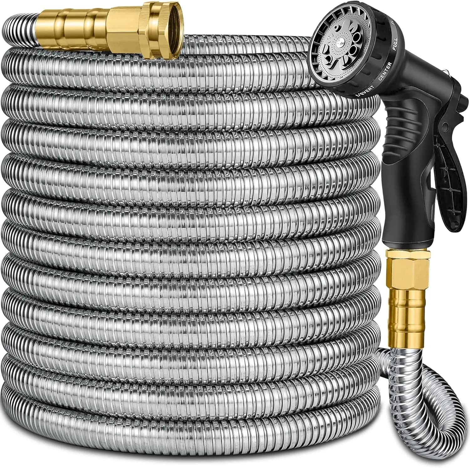 Tubo da Giardino in Acciaio Inossidabile da 45 Metri - Tubi per Acqua in Metallo con Nuova Tecnologia 2026 e Raccordo in Ottone Massiccio da 3/4 Pollici - Leggero, Ultra Flessibile