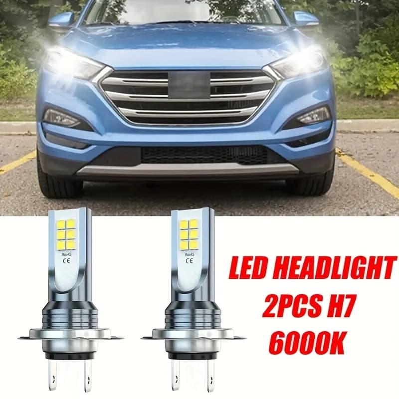 2/4 lampadine LED H7 per fari, 12 chip SMD, 2835 chip, luce bianca 6000K, fendinebbia adatte per auto, camion