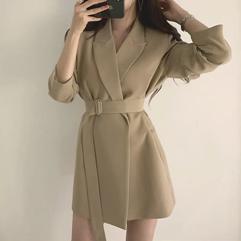 Spring 2024 Women's Fashion Jackets Mid-Length Suit Style Regenerated Cellulose Fiber Slim Fit Long Sleeve OL Style