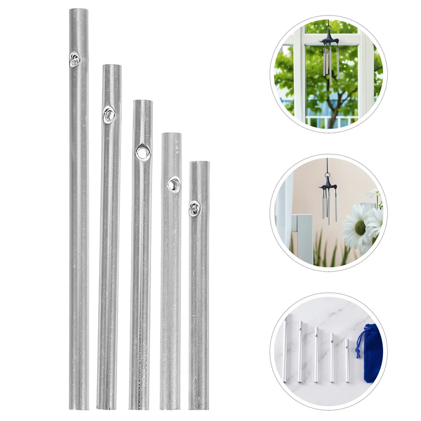 30Pcs Wind Chime Tubes Metal Aluminum Pipes Smooth Tubes for DIY Wind Chimes Outdoor Hanging Garden Craft Parts