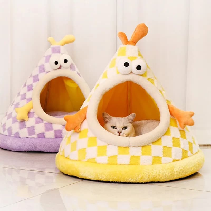 Casetta per gatti Semi-chiusa invernale addensata calda rimovibile lavabile casa per cani per animali domestici per tutte le stagioni Dropshipping di un pezzo