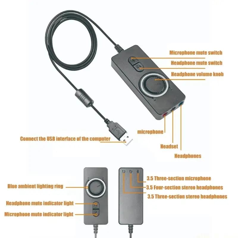 Scheda esterna M5TD in ABS per cuffie Microfono Impostazioni rapide Scheda da 3,5 mm