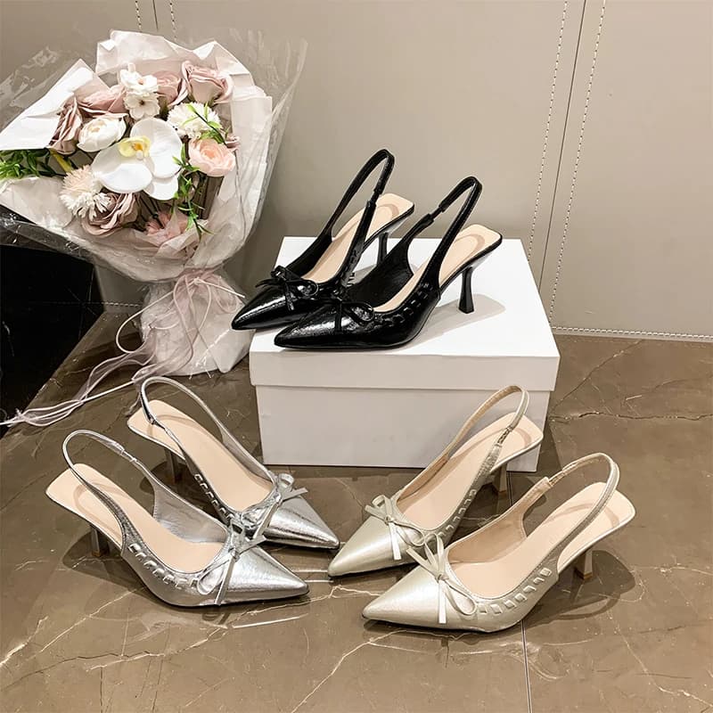 Stiletto high heels for Women Summer new fashion design with bow detail versatile and elegant flat strap open-toe sandals 2026