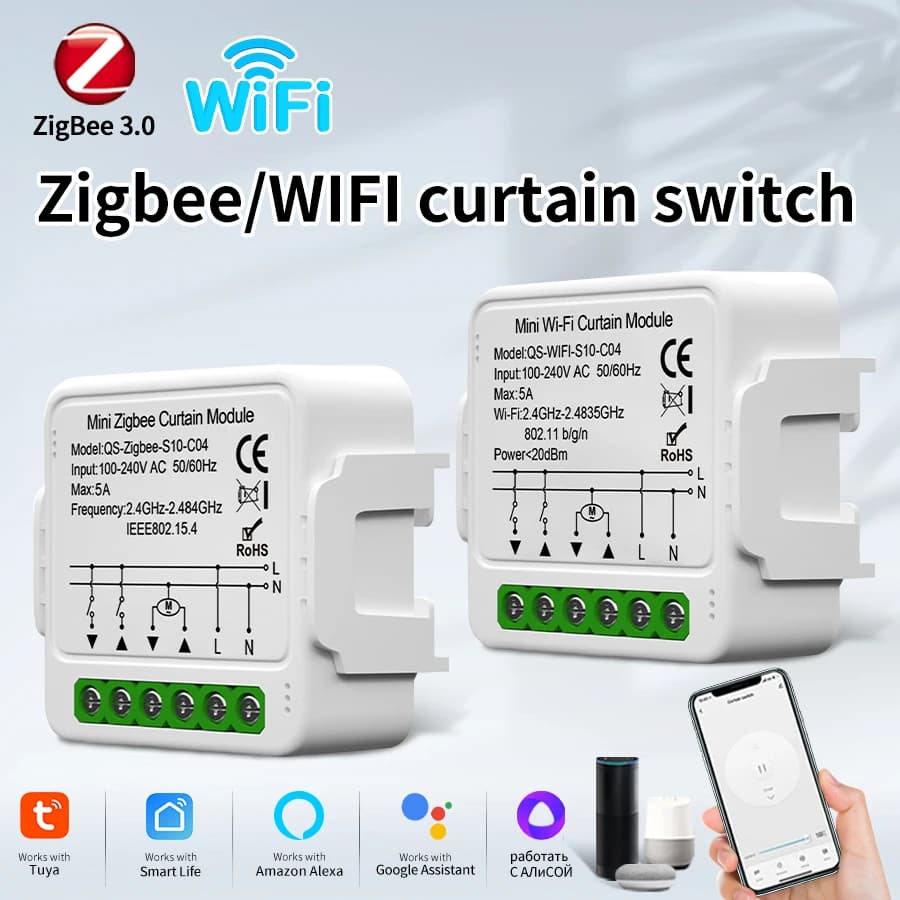 5A Tuya WiFi Zigbee Modulo interruttore tenda intelligente Tende Otturatore a rullo Motore elettrico Temporizzazione di controllo vocale Supporta Alexa Google