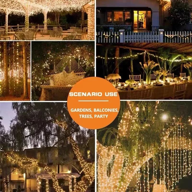 Lucine ad energia solare 7M 12M 22M 32M Luci a stringa LED impermeabili per esterni 8 modalità per la decorazione dell'albero del patio del giardino