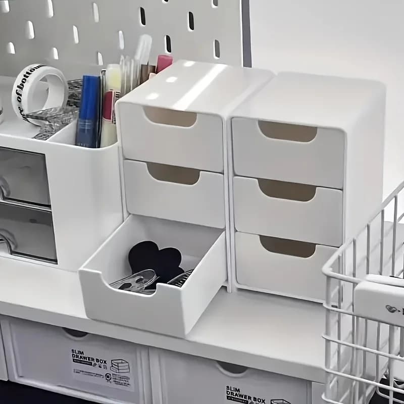 1-piece table organizer with drawers, plastic box for stationery/school/office items