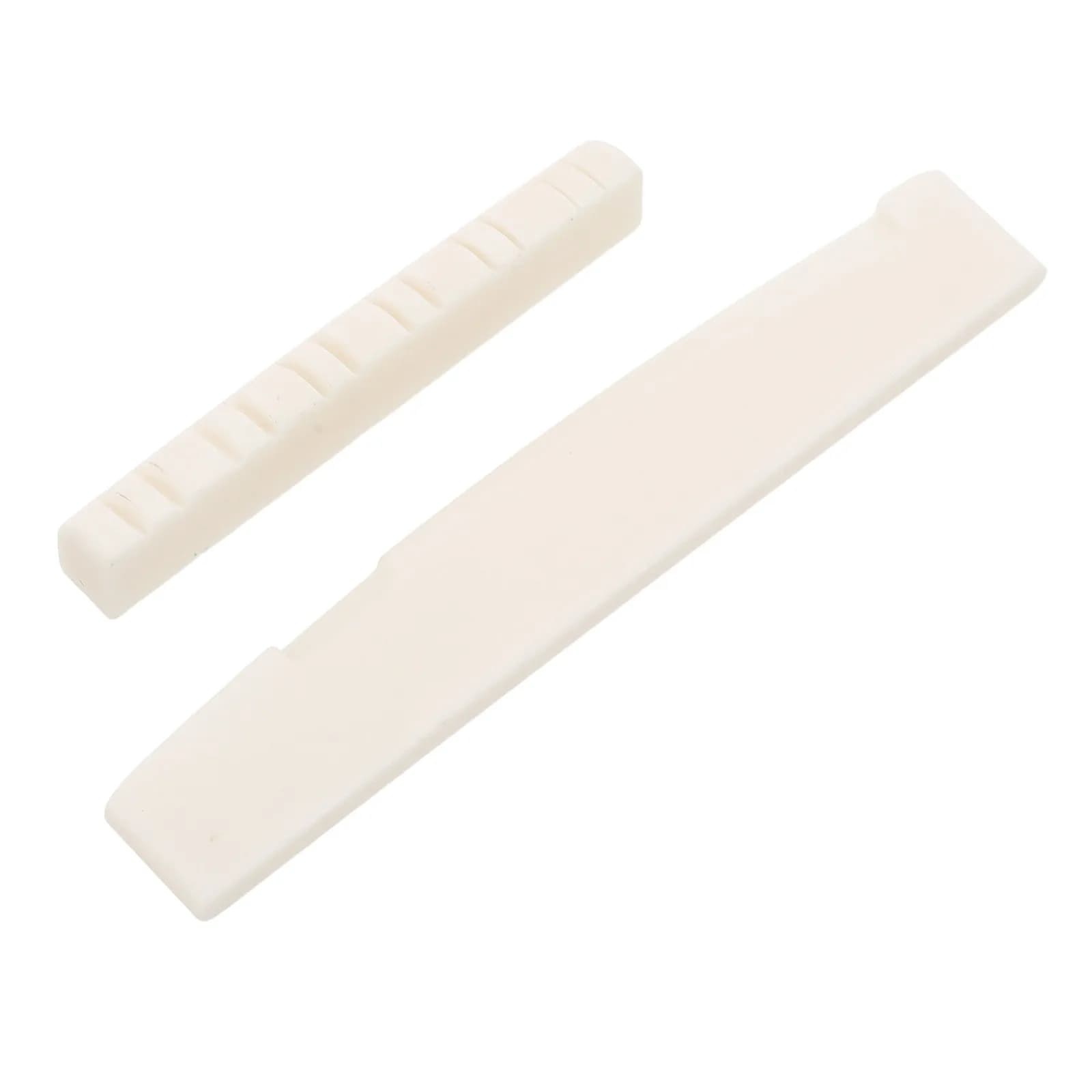 2Pcs Bone Guitar Nut Saddle Set Acoustic Folk Guitar Replacement Parts Upper String Pillow 48x9x6mm Lower 76x12x3mm Clear Sound