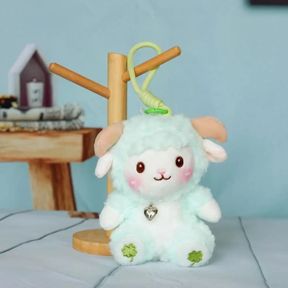 PP Cotton Little Sheep Keychain Soft Comfortable Cartoon Animal Stuffed Fluffy Cartoon Sheep Keyring Birthday Gift