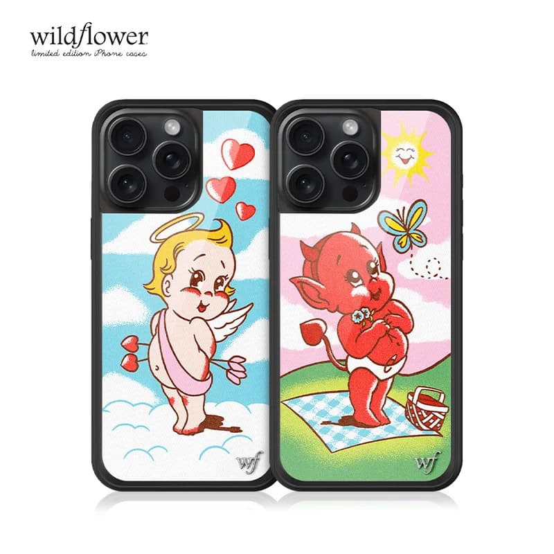 Wildflower ins Little Angel Cupid Lil Devil Phone Case for iPhone 11 12 13 14 15 16 17 Pro Max Plus Wf Sweetheart baby Cover