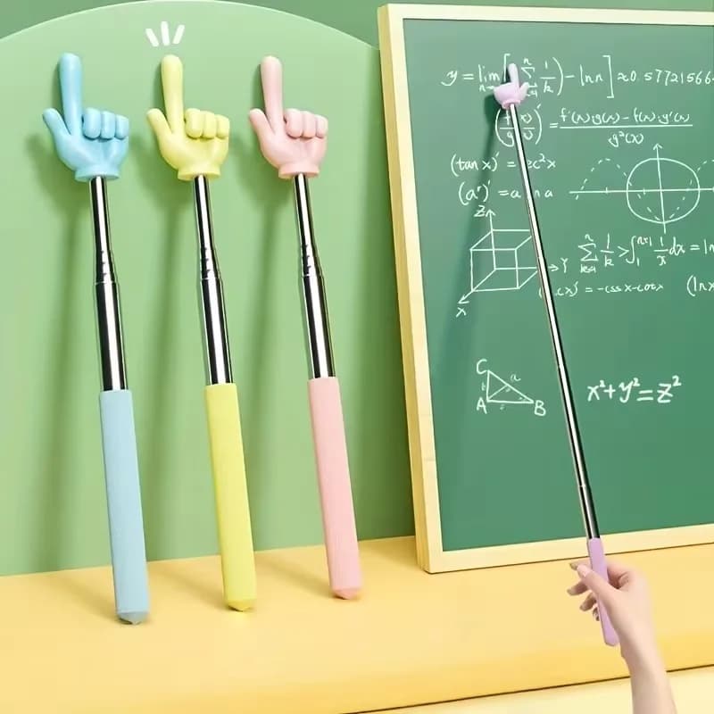 Puntatore didattico in acciaio inossidabile di alta qualità Asta telescopica Design con le dita Bastone didattico Puntatore da dito per aula Insegnanti