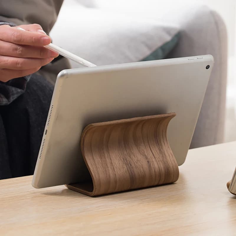 Multifunctional Solid Wood Phone Holder Tablet PC Stand Front Desk Business Card Display Rack Home Office Desktop Decor