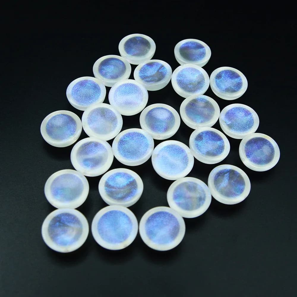 20 Pezzi 18mm Semi Circolare Emit Luce Blu Piatto Bianco Perline Acriliche FAI DA TE Fascino Fare Anello Abbigliamento Cassa Del Telefono Accessori