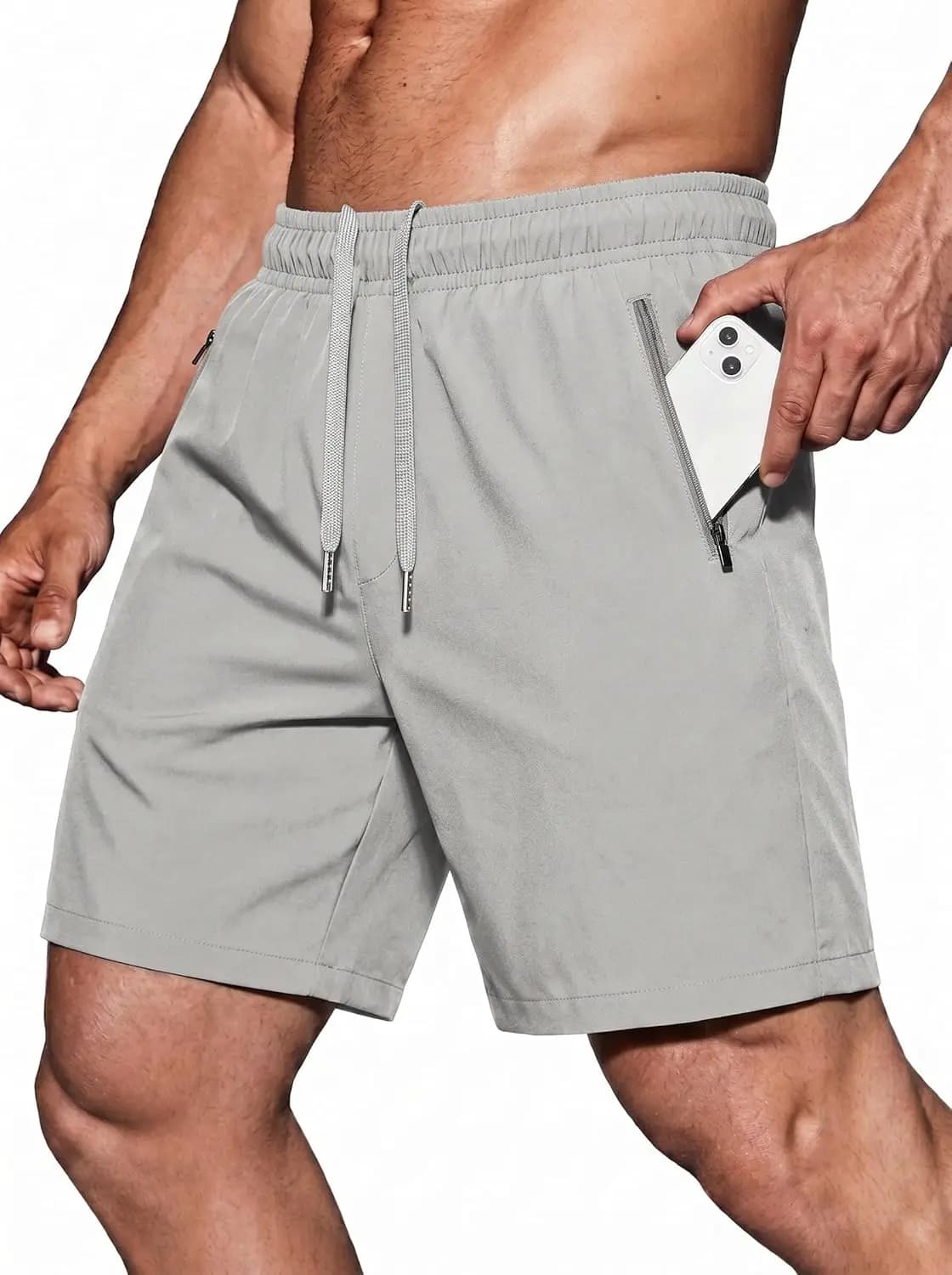 Pantaloncini sportivi da corsa da uomo 7' ad asciugatura rapida, leggeri, da allenamento e palestra, con tasche con cerniera, per basket ed escursionismo