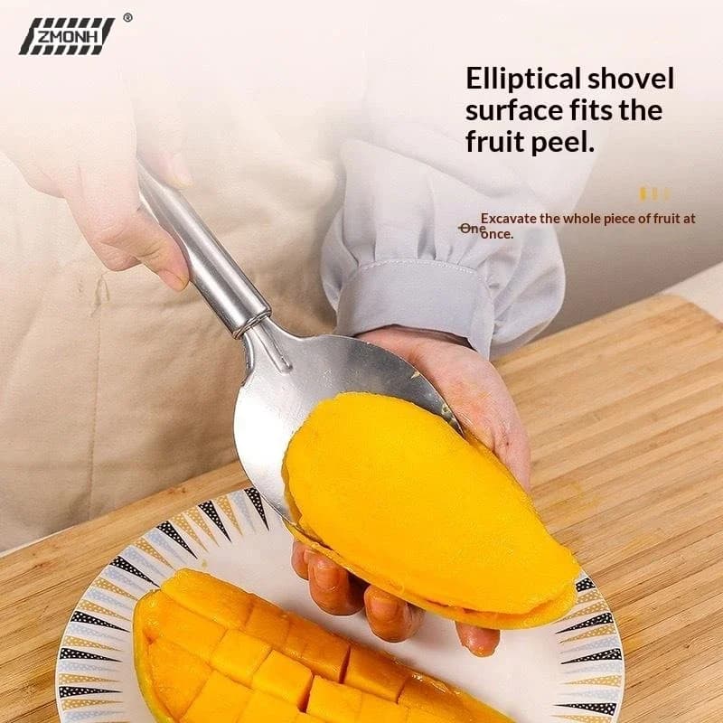 H Stainless Steel Mango Slicer Peeler Mango Splitter Fruit Watermelon Cutter Knife Spoon Mango Coring Diced Kitchen Gadget