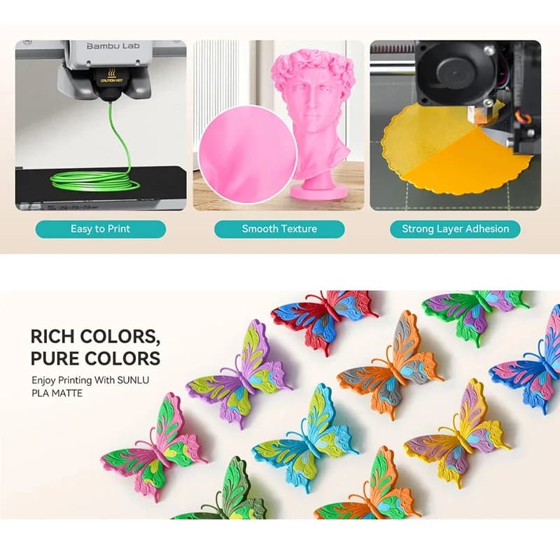 JAYO PLA MATTE DUAL 3D Printer Filament pla matte 1.75mm 100% No Bubble FDM 3D Printer Materials Support optional colors 5rolls