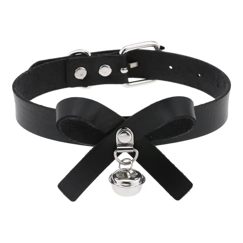 Black Fashion Bell Choker Necklace For Women Black Chocker Cat Cosplay Cute Bow Collar Girls Goth Jewelry