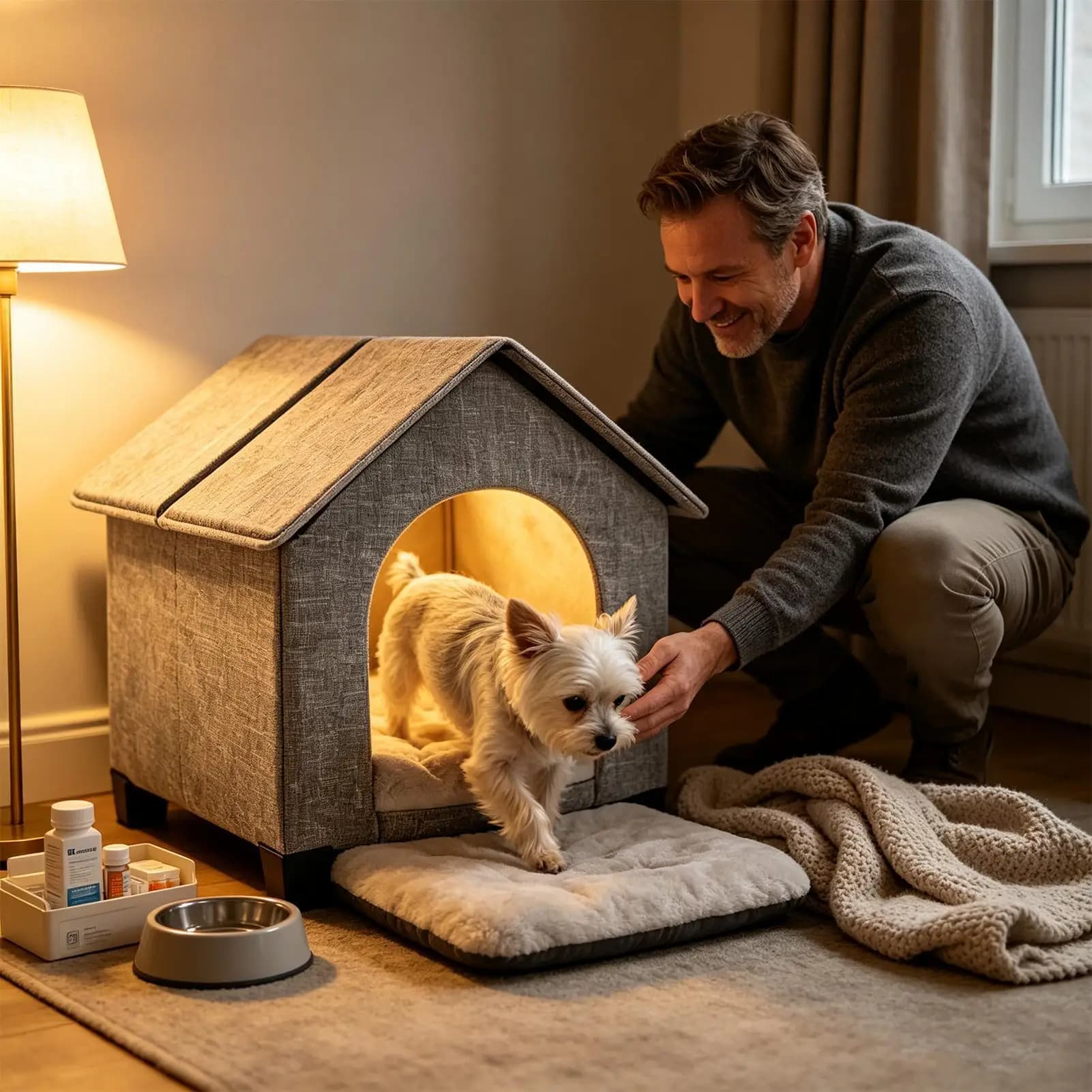 Insulated Dog House For Winter Folding Elevated Puppy Sleeping Cave Dog House Kennel Bed Mat For Indoor Outdoor Backyard Patio