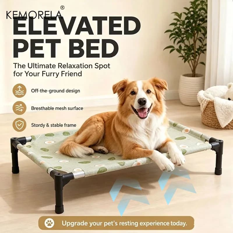 Elevated Pet Cot for Small to Medium Dogs Off Ground Design Suitable for All Seasons Dog Bed Cat Bed Cooling Mat