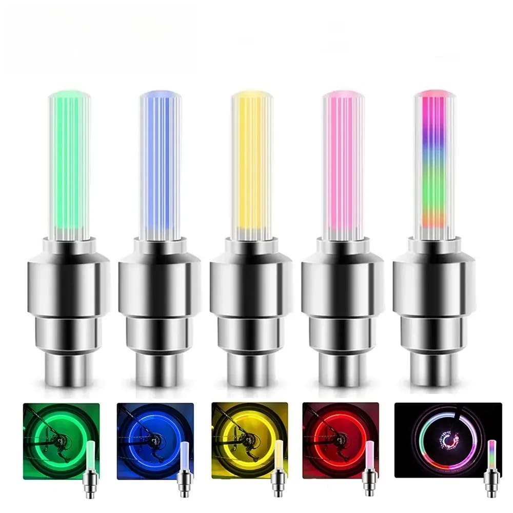 2 pezzi luci per bicicletta sensore di movimento luci a LED con batterie per strada MTB mountain bike tappo valvola pneumatico accessori per biciclette