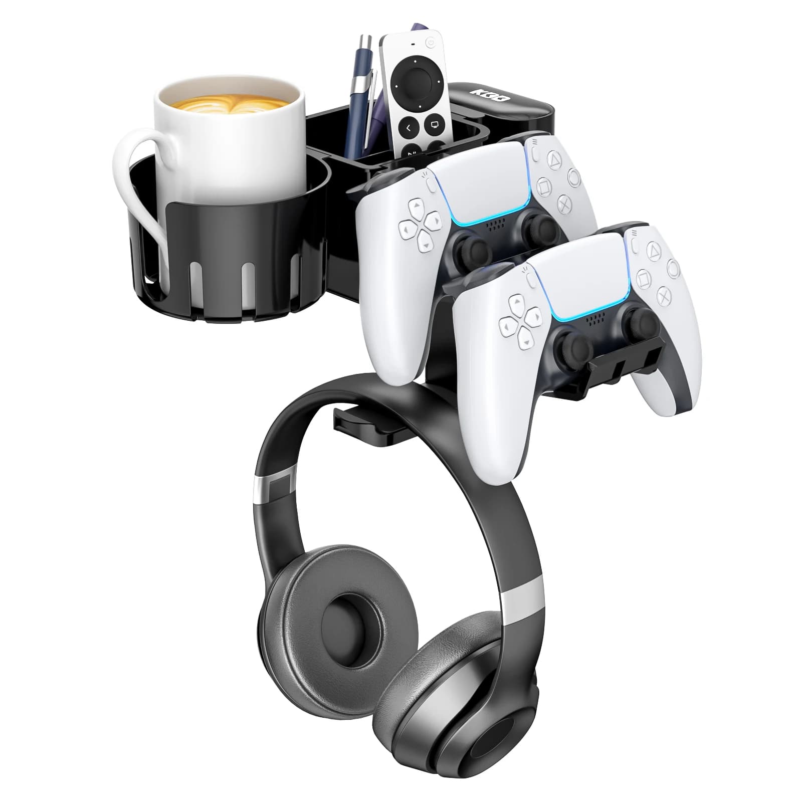 Supporto per controller da scrivania Gancio per cuffie girevole 5 in 1 con morsetto per portabicchieri sull'organizzatore da scrivania può contenere il telefono cellulare con la tazza del controller