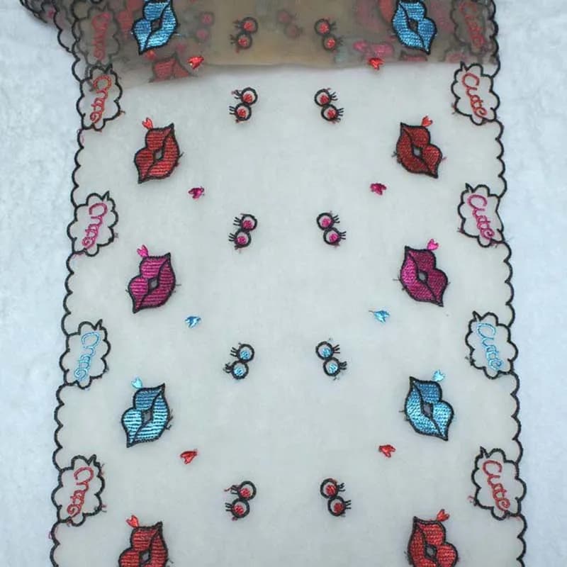 20Yards Two Tones Lips Cute Embroidery Lace Trim For Dress Clothes Skirt Hem Underwear Sewing Craft DIY Apparel Fabrics