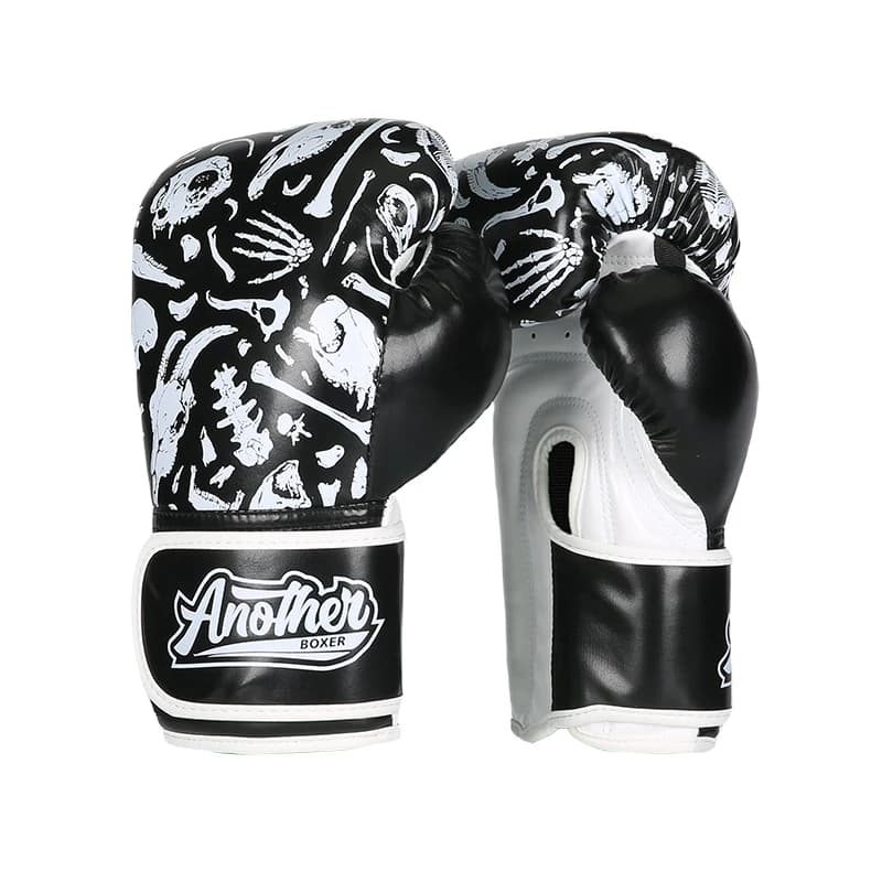 Boxing Gloves Skull Printed PU Leather MMA Muay Thai Kickboxing Sparring Training for Men Women Adult Youth Heavy Bags Punching