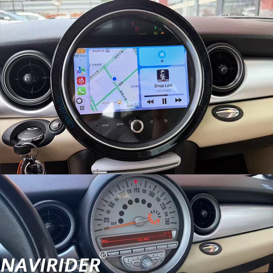 256GB Navigation Carplay For BMW Mini R56 2007-2010 Car Radio GPS WIFI Video Stereo Multimedia 9inch Android 15 AHD Qled Screen