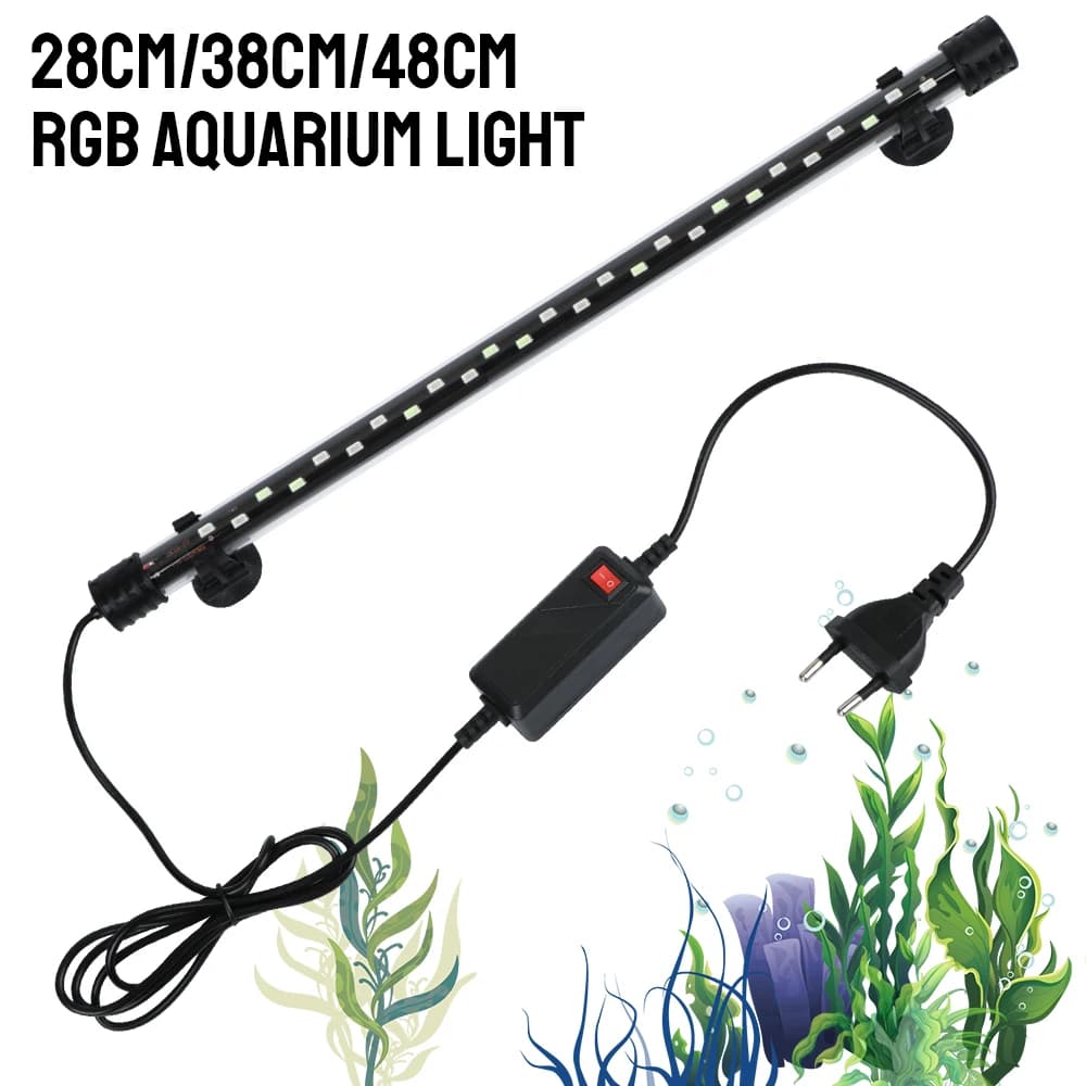 90~260V Aquarium Submersible Lamp RGB Fish Tank Aquatic Light Bar RGB Grow Led Underwater Decor Lighting 28-48 cm