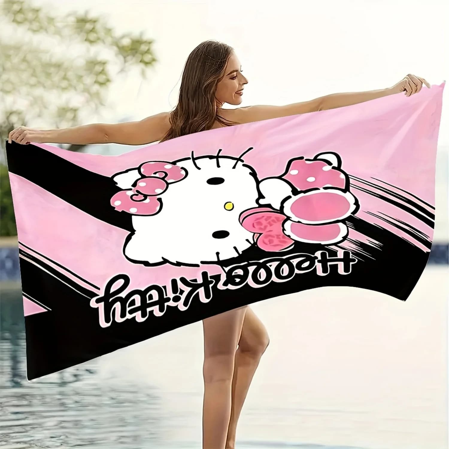 1 pezzo di asciugamano da spiaggia Hello Kitty, microfibra ad asciugatura rapida e super assorbente, perfetto per i viaggi, tessuto ad asciugatura rapida, asciugamano da spiaggia