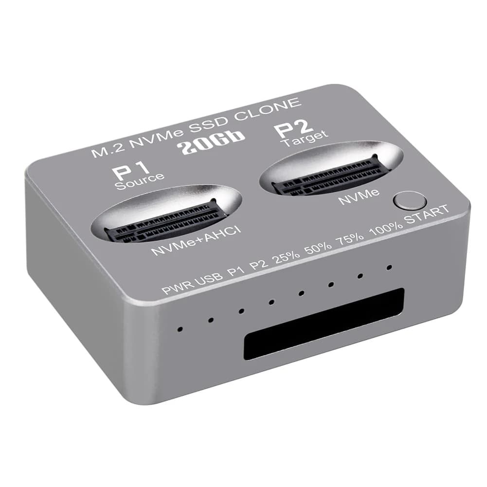 Docking Station NVMe Dual-Bay Gen2x 20Gbps, Enclosure SSD M.2 M Key, Case per Disco Solido M.2 M.3 NVMe PCI-E per SSD M2 M Key