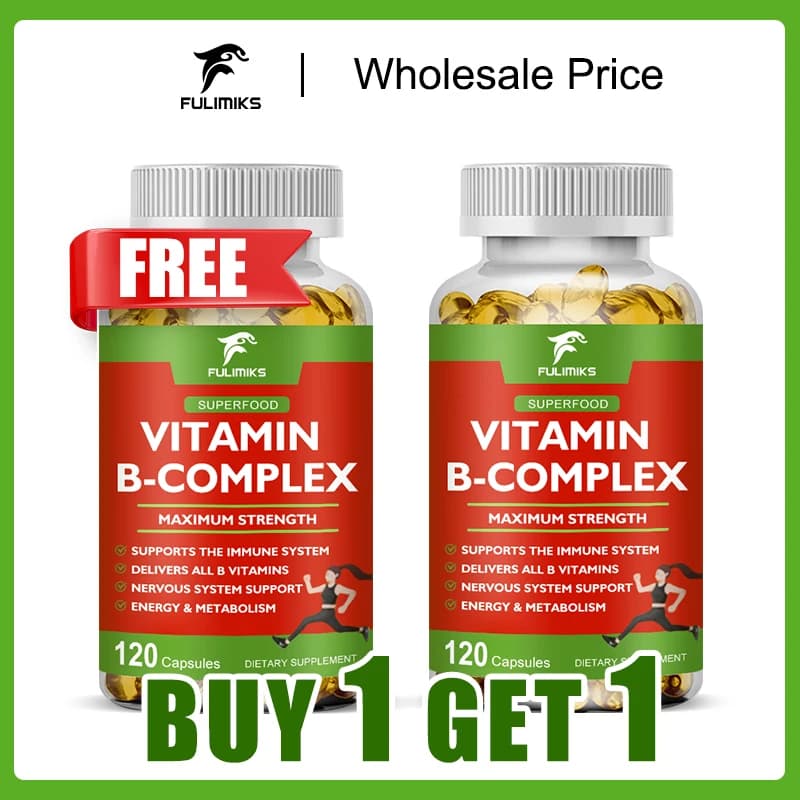 Buy 1 and receive 1 free! Pure complex vitamin B supplement, for energy, metabolism, stress relief and nervous system, general well-being