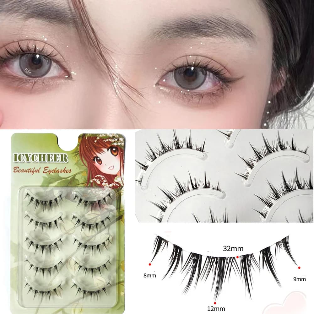 Aggiornato 5 paia di ciglia finte Little Devil riutilizzabile Eye Lashes Extension fascia invisibile Soft Air Eyelash Handmade