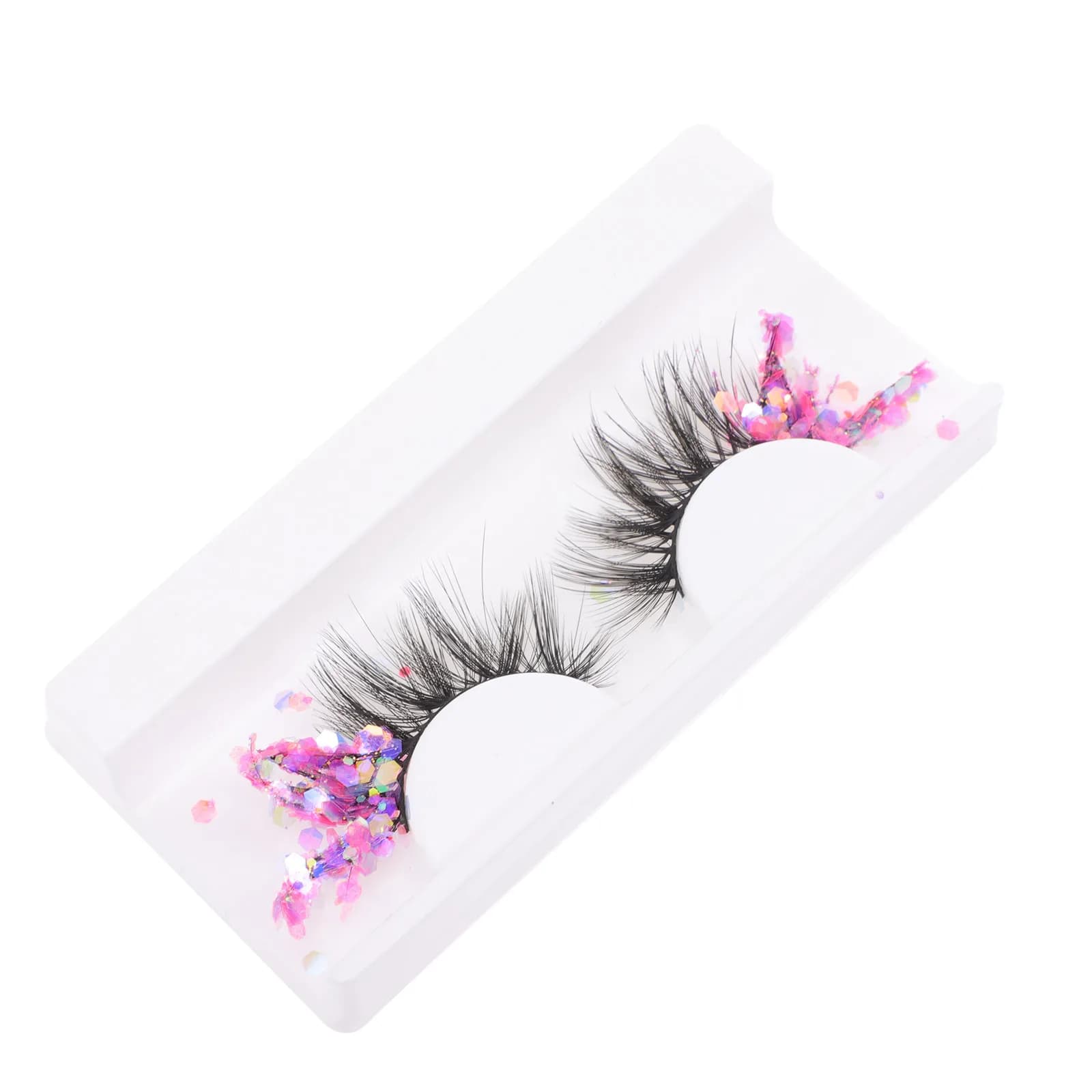 1 Paio di Ciglia Finte Fluorescenti Glitterate, Extension Ciglia Luminose per Donne, per Feste, Appuntamenti, Club, Trucco