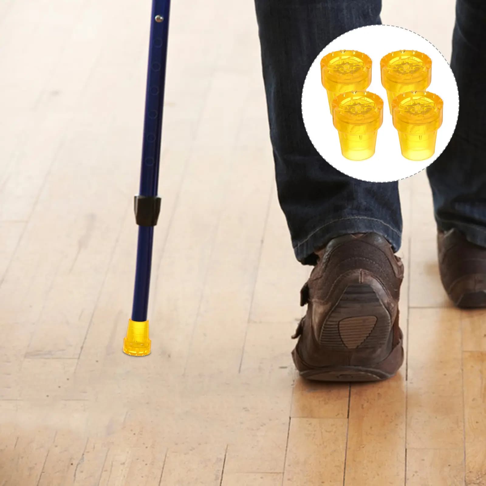 4Pcs Walking Stick Tips Replacement Crutch Pads Cane Rubber Ends Non-Slip Trekking Pole Protectors Wear-Resistant Stability