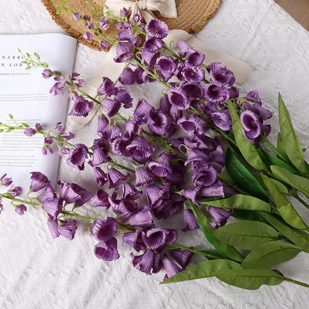 Nuovo Fiore Artificiale Decorativo a Stelo Lungo, Giglio della Valle in Seta, Rami Lunghi, Piante Finte per Composizioni Floreali